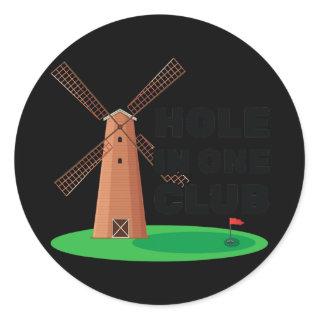 Miniature Golf Hole In One Club Golfer Golfing  Classic Round Sticker