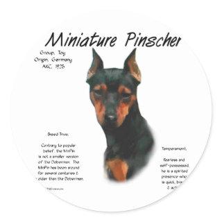 Miniature Pinscher (blk/rust) History Design Classic Round Sticker