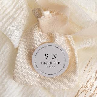 Minimal and Chic | Gray and Black Wedding Initial Classic Round Sticker