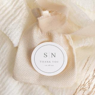 Minimal and Chic | White with Sage Wedding Initial Classic Round Sticker
