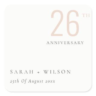 Minimal Bold Dusky Blush Any Year Anniversary Square Sticker