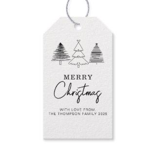 Minimal Classic Tree  Merry Christmas Holiday Gift Tags