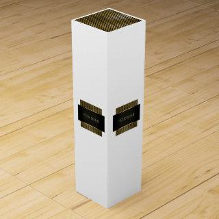 Minimal Conceptual Black White Gold Name Branding2 Wine Box