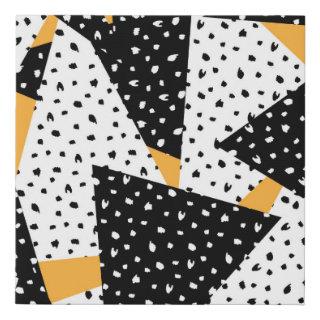 Minimal Dots Patchwork: Black White Yellow Faux Canvas Print