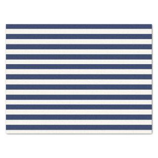 Minimal Elegant Navy Blue White Stripes Tissue Paper