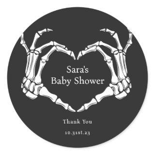 Minimal Goth Skeleton Hands Baby Shower Favor  Classic Round Sticker