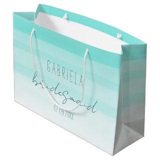 Minimal gradient mint custom bridesmaid  large gift bag