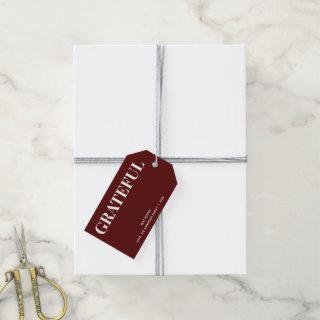 Minimal GRATEFUL Dark Red Gift Tags