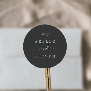 Minimal Leaf | Dark Gray Wedding Envelope Seals