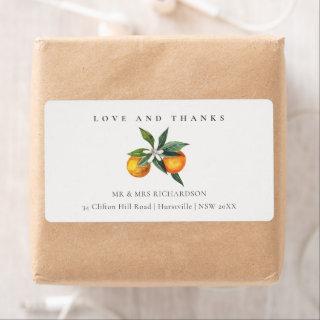 Minimal Orange Botanical Boho Love Thanks Wedding Label