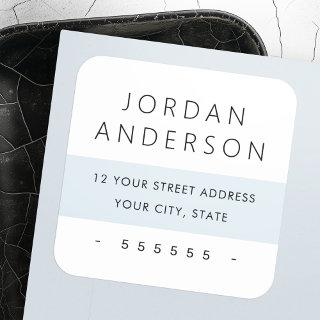 Minimal pale dusty blue color block return address square sticker