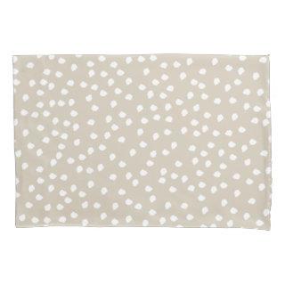 Minimal Polka Dot Beige and White Pillow Case