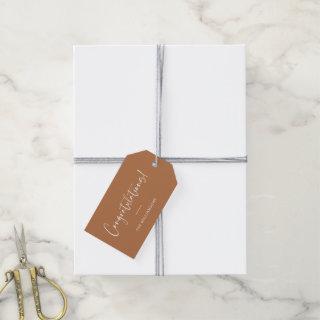 Minimal Script Custom Congratulations Terracotta Gift Tags