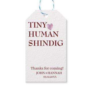 Minimal Tiny Human Shindig Funny Co-ed Baby Shower Gift Tags