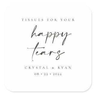 Minimal Tissue Wedding Favor Happy Tears Stickers