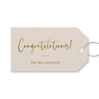Minimalist Beige Personalized Congratulations Gift Tags