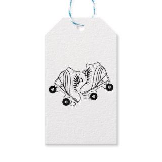 Minimalist Black And White Roller Skates Drawing  Gift Tags