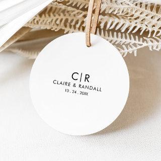 Minimalist Black and White Wedding Classic Round Sticker