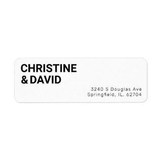 Minimalist Black and White Wedding Return Address  Label