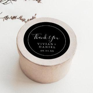 Minimalist | Black Thank You Wedding Favor Sticker