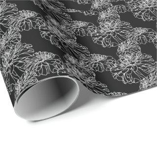 Minimalist black white floral line drawing