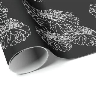 Minimalist black white floral line drawing