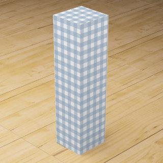 Minimalist Blue Gingham Plaid Pattern Wine Box