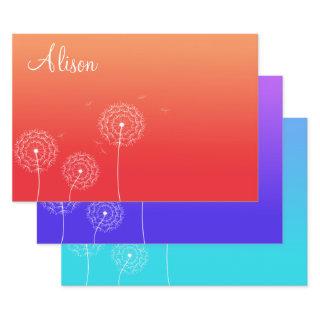 Minimalist Blue Purple Orange Dandelion Seed Name   Sheets
