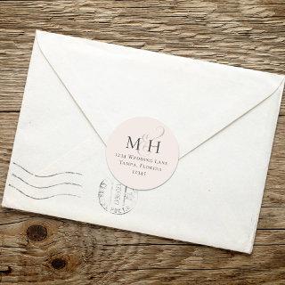 Minimalist Blush Simple Monogram Return Address  Classic Round Sticker