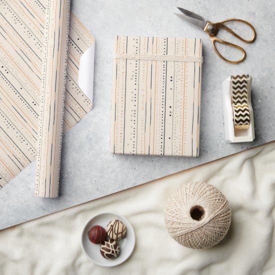 Minimalist boho navy and rusty dots and stripes