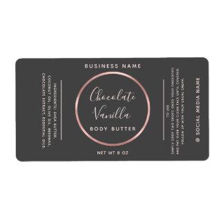 Minimalist chic typography circle rose gold frame  label