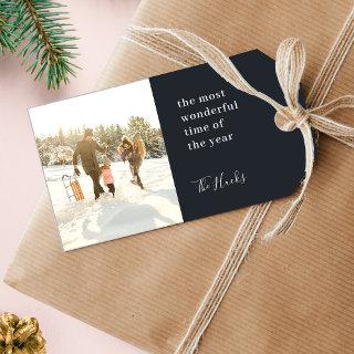 Minimalist Christmas | Modern Stylish Family Photo Gift Tags