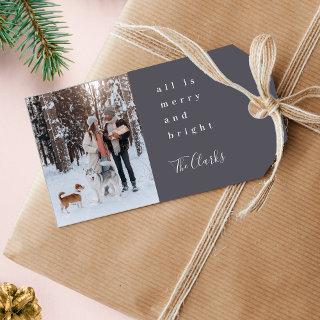 Minimalist Christmas | Scandi Slate Gray Photo Gift Tags