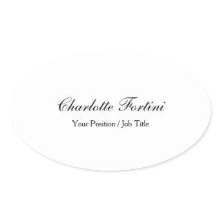 Minimalist Classical Handwriting Script Oval Sticker