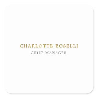 Minimalist Classical Professional Gold Color Square Sticker