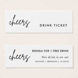 Minimalist Drink Ticket Wedding Bar Cards