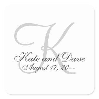 Minimalist Elegant Monogram Simple Wedding Favor Square Sticker