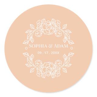 Minimalist Elegant Peach Program Fan Classic Round Sticker