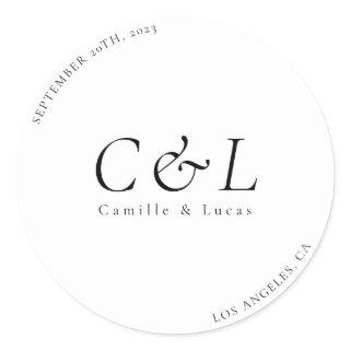 Minimalist & elegant wedding classic round sticker