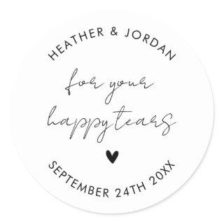 Minimalist For Your Happy Tears Wedding Tissues Classic Round Sticker