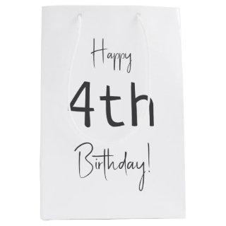 Minimalist Gender Neutral Happy Birthday With Age Medium Gift Bag