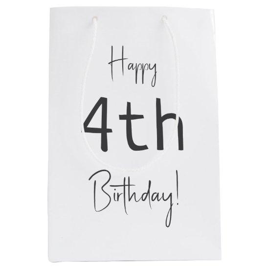 Minimalist Gender Neutral Happy Birthday With Age Medium Gift Bag