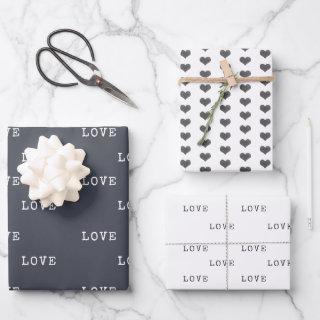 Minimalist Grey Hearts Modern Love Valentine's Day  Sheets