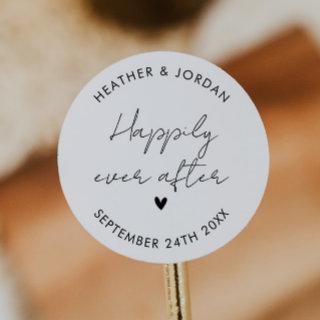 Minimalist Happily Ever After Wedding Favor Classic Round Sticker