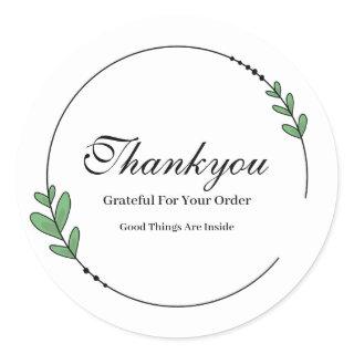 Minimalist leafy simple Thankyou Sticker