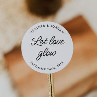 Minimalist Let Love Glow Wedding Candle Favor Classic Round Sticker