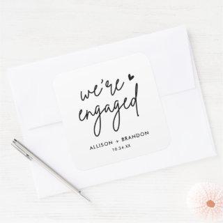 Minimalist Modern Engagement Party Engaged Square Sticker