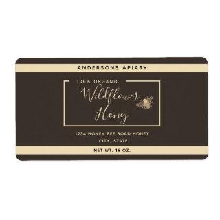 Minimalist Modern gold honey bee honey jar  Label