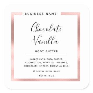 Minimalist modern typography white rose gold frame square sticker