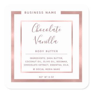 Minimalist modern typography white rose gold frame square sticker